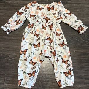 PatPat Orange Butterfly Long-Sleeve Romper